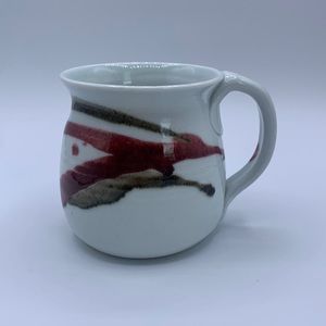 Vintage Bill Grover White Pottery Coffee Mug Splash Glaze Applied Handle Rare